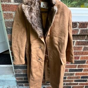 Tan Trench Coat with Fur Collar